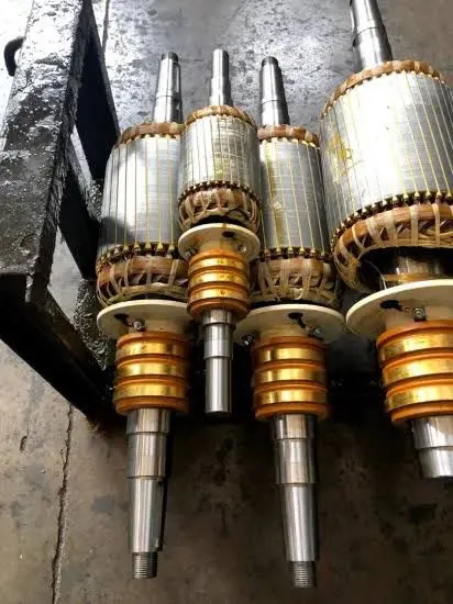 Slip ring motor rotor parts for rewinding and repair services
